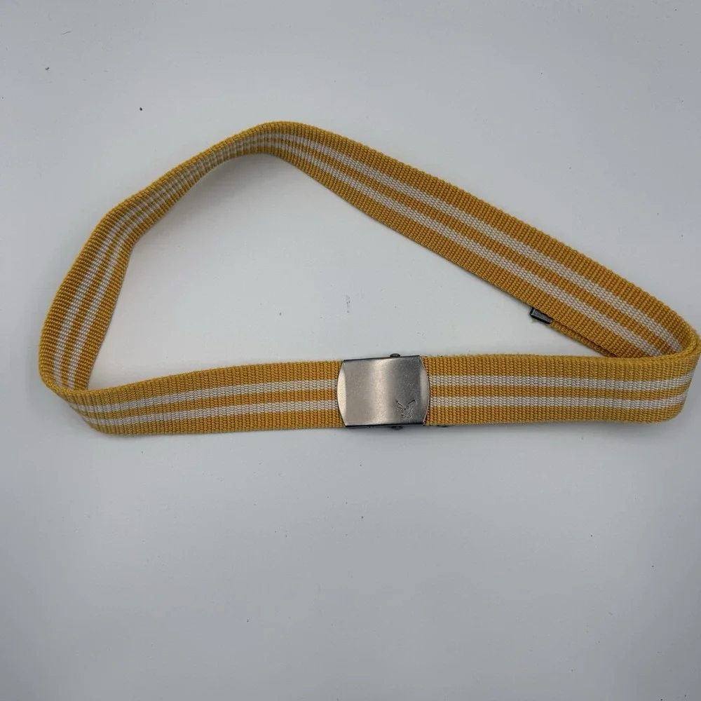 Vintage American‎ Eagle Web Belt Yellow Stripe Military Style